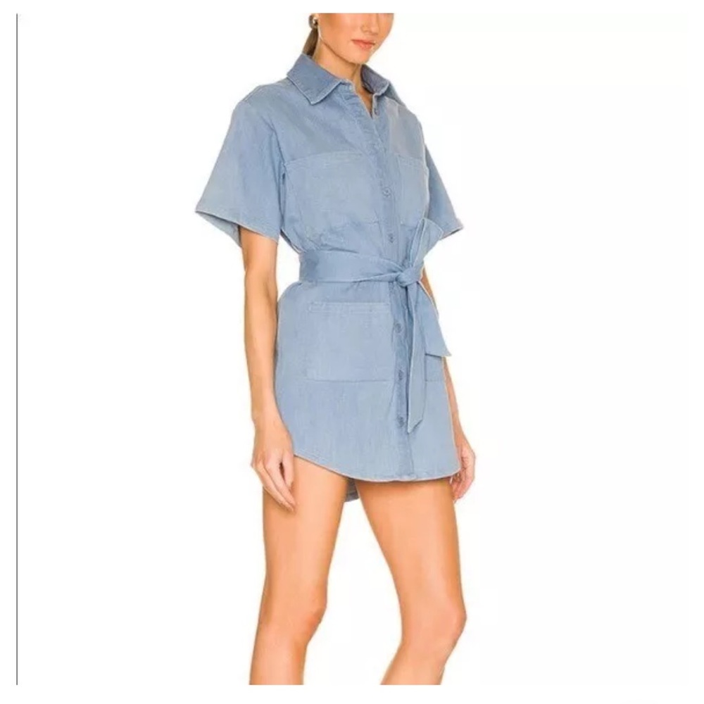 Lovers and Friends Belted Denim Mini Shirt Dress